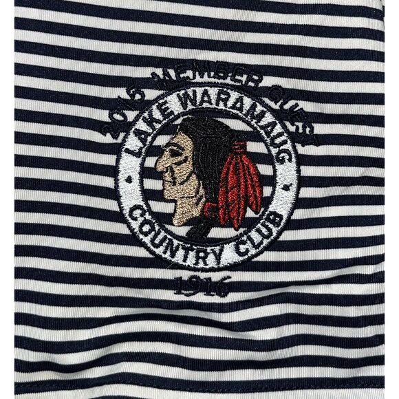 FJ Footjoy Mens Golf Polo Shirt Short Sleeve Blue & White Stripes Large Waramaug - Picture 10 of 10